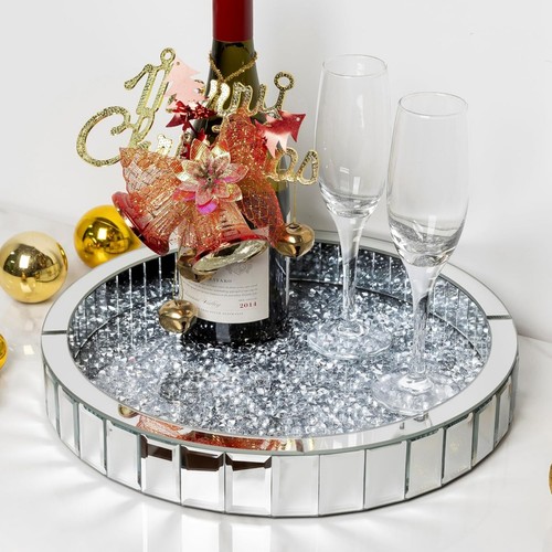 Silver mirror decorative tray - mirror,